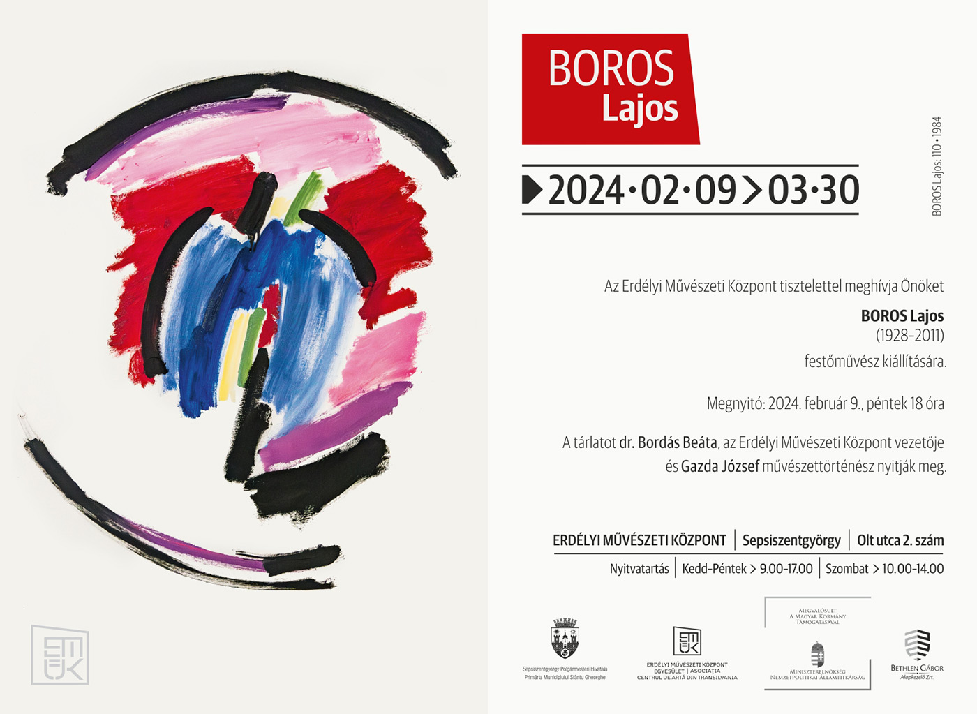 Pictură nonfigurativă, dincolo de limitele aleatoriului – Expoziția pictorului Lajos BOROS, un prim reprezentant al picturii abstracte în Transilvania